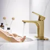 Rubinetti della cucina Rubinetto per lavabo da bagno in oro spazzolato lussuoso, lavabo a 3 fori