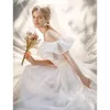 Этническая одежда, женское французское платье на бретельках длиной до пола, фатиновое свадебное платье, Vestido De Bridal, белое бальное платье со шлейфом
