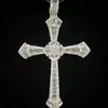 Vintage grande masculino cruz pingente colar 925 prata esterlina 5a zircon cz festa de casamento cruz pingente para homem luxo jóias257z
