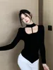 Women's Sweaters East Autumn Unique Chic Top Careful Machine Base Shirt Women Pure Hang Neck Long Sleeve T-shirt