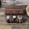 Scatole per orologi CONTACT'S FAMILY Custodia da viaggio in pelle retrò con 3 slot, elegante scatola portagioielli con display portatile, organizer