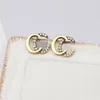 20Style Gold Plated Designer Double Letter Stud Geometric Famous Women Diamond Earring Wedding Party Gift Jewelry