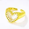Cluster Ringe 2023 Mode Openwork Herz Micro Intarsien Perle Ring Für Frauen Öffnung Einstellbar Einfache Charme Damen Geschenk