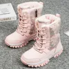 Laarzen Stijl Pluche Baby Meisjes Sneeuw Kinderen van Leer Mode Sneakers Jongens Waterdichte Warme Outdoor Schoenen 231025