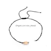 Pendant Necklaces Bohemian Jewelry Simple Black Rope Chain Woven Sier Color Beads Shell Clavicle Choker Necklace For Women Beach Acces Dhde3