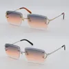 Verkopen Diamond cut Lens Vrouwen Man C Decoratie Draadframe Zonnebril voor vrouwen Randloze mannen bril Outdoors Nieuwe Kleur