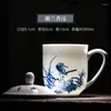 Tassen Jingdezhen Keramik Teetasse Handbemaltes Unterglasurblaues und weißes Porzellan mit Deckel Haushaltswasser Bone China