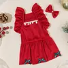 Kattdräkter 1 Set Pet Dress Christmas Dog Costume Elegant Red Kjol med Bow Headdress Princess Supplies