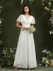 Boho Ivory Summer Sukienki druhny długie Maxi Deep V szyja linia Wedding Guest norar Maid of Honor Suknia balowa sukienka balowa