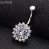 Outros 1 pc de aço inoxidável CZ Zircon Flor Pétala Umbigo Piercing Cristal Umbigo Anéis Corpo Nombril Pircing Navelpiercing2853