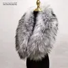 Scarves Style Faux Fur Collar 100% High Quality Fur Scarf Super Luxury Fashion Women Men Collar Jackets Hood Shawl Wraps ZH04 231025