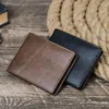 Brieftaschen Echtes Leder Kleine Brieftasche Für Männer Casual Kartenhalter Schlanke Bifold Einfaches Design Männliche Geldbörse Luxus Geld Tasche
