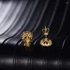 Brincos de garanhão Loverjewelry para mulheres puro 18kt ouro amarelo natural safira pedra preciosa diamantes jóias femininas presente
