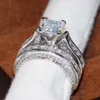 Victoira Wieck vintage smycken 14kt vitt guldfylld prinsessa klippt fyrkantigt topas cz diamant kvinnor bröllop engagemang brudring se267p