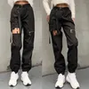 Women's Pants Fashion Leggings Hollowed Out Punk Overalls With Waistband Buckle And High Waist Zipper Casual