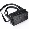 Waist Bags Genuine Leather Black Horizontal Belt Bags For Phone Men's Shoulder Messenger Bag Crossbody Waterproof Women's Waist Fanny Packs 231026