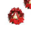 Fiori decorativi Ghirlanda di pino artificiale natalizio con fiocco Bacche rosse Glitter Poinsettia Segno Ornamento natalizio da appendere alla porta a muro