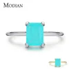 Modian Autentici anelli di nozze in argento sterling 925 Classico rettangolo Tormalina Paraiba Anello da dito femminile per le donne Fascino Fine Je2039