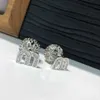 Stud Sparkling Silver Color Zircon M Letter Earrings for Women Hollow Out Ball Ear Studs Girls Woman Luxury Jewelry YQ231026