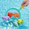 Baby Bath Toys Baby Bath Rubber Toys Spray Water Net Fishing Set Children Animal Kneading Vocal Floating Toys Baby Net Fish Games Bathroom Toy 231026
