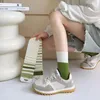 Vrouwen Sokken Groene Serie Mode Gestreept Lang Zacht Katoen Ademend Middenbuis Sok Harajuku Sokken Sox Calcetines Mujer