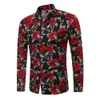 Homens camisetas Mens Manga Longa Camisa Casual Moda Rosa Flor 3D Impresso Floral Turn-Down Collar Slim Fit para Roupas Drop Deliv Dhwws