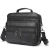 Bortkyror Fashion Men's Shoulder Bag Black äkta läderhandväska för män Business Office Messenger Bag Male Crossbody Bag 231026