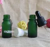 Bouteille d'huile essentielle en verre dépoli vert ambre de 10ml, flacons compte-gouttes vides en verre, flacon compte-gouttes de 10cc, livraison rapide