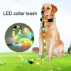 Colliers pour chiens en sangle souple, laisse, lumière LED rechargeable par USB, longueur réglable, 3 Modes de nuit pour la sécurité