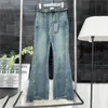 Märken denim byxor för kvinnor metall brev delad bloss pant flicka dam designer jeans casual byxor