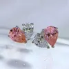 Stud Wong Rain Solid 925 Sterling Silver Pear Cut 5*7mm Pink Sapphire Gemstone Ear Earrings Fina smycken för kvinnor Drop Shipping YQ231026