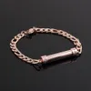 Stainless Steel Shiny Rhinestone Tube Cremation Jewelry Holder Bracelet Bangles Women Man Bangle271P