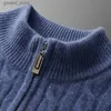 Мужские свитера с большой молнией, полуводолазка, мужская одежда, осенне-зимняя повседневная толстая теплая пуловер из 100% козьего кашемира Q231026