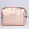 Bolsas de cosméticos para mujer, bolso rosa dorado con cremallera para maquillaje, bolso organizador, estuche de almacenamiento, caja de belleza para lavado