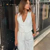 Women's Vests 2023 Pink White Black Vest Woman Cropped Sleeveless For Women Summer Suit Short Elegant Coats Waistcoat