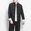 Men's Trench Coats 2024 Autumn Chinese Style Cotton Linen Coat Loose Kimono Cardigan Men Solid Color Outerwear Jacket M-5Xl