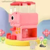 Kitchens Play Food Children Dinosaur Dual Water Dispenser Toy with Cute Pink Blue Cold/Warm Water Juice Drinking Fountain Simulation Kitchen ToysL231026