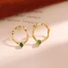 Studörhängen Kvinna Fashion Jewelry AU750 18K Gold Ear Studs Natural Emerald