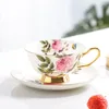 Teaware Sets Bone China Coffee Cup & Saucer Set Ceramic 38%High Water Nice Gift Pastoral Flowers And Plants
