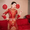 Vêtements ethniques Robe de mariée de mariée Robe de style chinois Plus Diamond Show Robes étoilées Femmes Cheongsam Lage Taille 4XL 5XL 6XL
