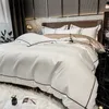 Bedding sets White Egyptian Cotton Sets Queen King Size Embroidery Duvet Cover FlatFitted Sheet Bed Linen el Style Home Textiles 231026