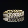 Низкая цена кольцо с муассанитом круглой огранки и бриллиантом в Майами, кубинское кольцо с цепочкой в стиле хип-хоп