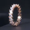 C7534 Anello Hip Hop all'ingrosso in argento sterling 925 ghiacciato con taglio marquise e colore Moissanite con diamanti eternità