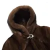 Futro damskie płaszcz norki kobiety 2023 jesień i zima 6xl z kapturem długi, gęsta ciepła samica top ioqrcjv h411