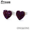 Stud Eyika Drusy Heart 8mm/10mm Silver Color Ear Holder Earrings Wholesale Natural Druzy Stone Crystal Jewelry Gift for Women YQ231026