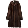 Women's Fur Mink Coat Women 2023 Autumn And Winter 6XL Hooded Long Thick Warm Female Top IOQRCJV H411