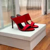 2024 Designer Nouvelles chaussures robe de mode sexy en cuir brillant Luxury Slim High Talales Sandales à moitié enveloppées Net Red Star Net Red Sandales de même style 35-42