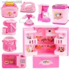 Cozinhas jogar comida fingir jogar mini brinquedos de cozinha eletrodomésticos light-up som liquidificador fogão acessórios brinquedo para girlsl231026