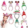 Decoraciones navideñas LED Diademas Árbol Traje Sombreros Reno Elfo Sombreros Diadema Navidad Iluminar Fiesta Fiesta Favores Supp Drop Deli DHVPB