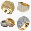 Luksusowe laboratorium dorosłe Moissanite Diamond Out Gold Big Heart Pierścień 925 Srebrny hip hop 18K Gold Plate Man Pierścienie na prezenty na zamówienie